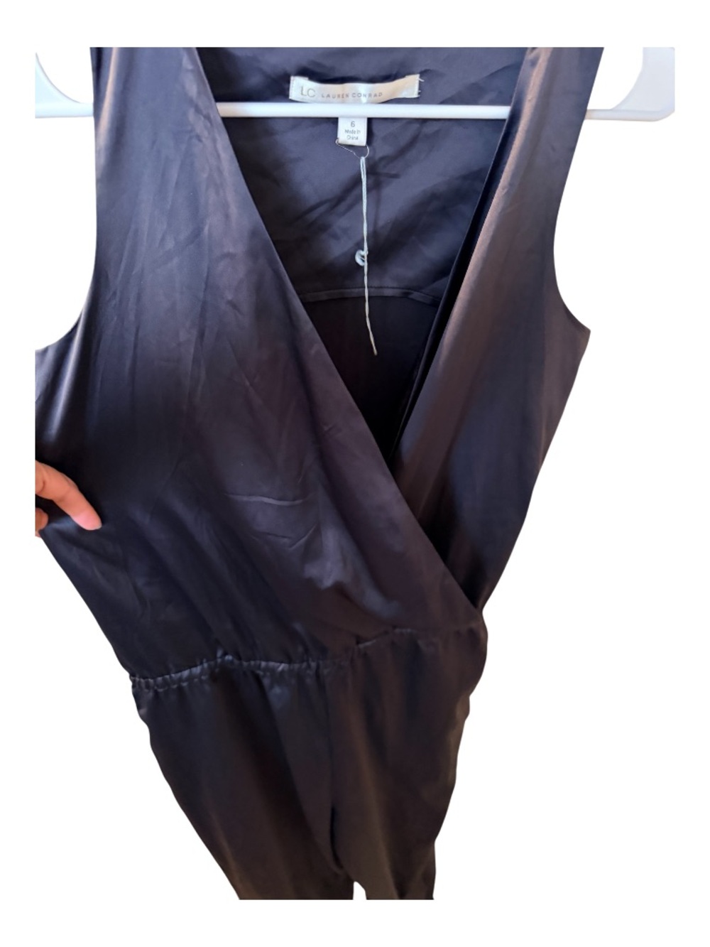 LC Lauren Conrad Black Sleeveless Wrap-Front Jumpsuit